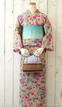 將圖片載入圖庫檢視器 Bamboo Basket Bag - Landscape Hemp drawstring, wisteria Purple ayu, embroidery, separate