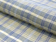 將圖片載入圖庫檢視器 Kimono Fabric Hatasho Jofu : Japanese Traditional Clothes- Cream Blue Check Unlined Omi Chijimi