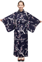 將圖片載入圖庫檢視器 Women's Easy Yukata / Kimono Robe :  Japanese Traditional Clothes - Japanese Plum Navy