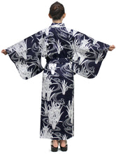 將圖片載入圖庫檢視器 Women's Easy Yukata / Kimono Robe :  Japanese Traditional Clothes - Iris & Flowing Water Navy