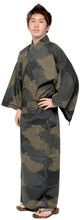 將圖片載入圖庫檢視器 Men's Easy Yukata / Kimono Robe : Japanese Traditional Clothes - Robe Cloud Black