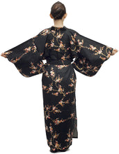 画像をギャラリービューアに読み込む, Women's Easy Yukata / Kimono Robe :  Japanese Traditional Clothes - Golden Plum Black