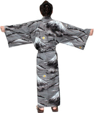 將圖片載入圖庫檢視器 Men's Easy Yukata / Kimono Robe : Japanese Traditional Clothes - Robe Mt. Fuji Black