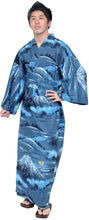 將圖片載入圖庫檢視器 Men's Easy Yukata / Kimono Robe : Japanese Traditional Clothes - Robe Mt. Fuji Navy