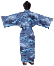 將圖片載入圖庫檢視器 Men's Easy Yukata / Kimono Robe : Japanese Traditional Clothes - Robe Mt. Fuji Navy