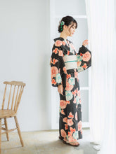 画像をギャラリービューアに読み込む, Women's Hemp Cotton Yukata : Japanese Traditional Clothes - Black Mornig glory