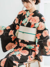 画像をギャラリービューアに読み込む, Women's Hemp Cotton Yukata : Japanese Traditional Clothes - Black Mornig glory
