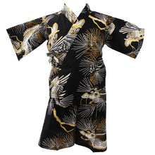將圖片載入圖庫檢視器 Boy's Kids Jinbei Yukata Robe Kimono for Summer - Dragon & Hawk Black