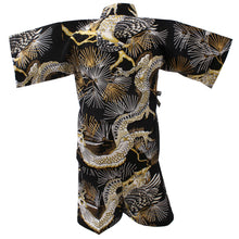 將圖片載入圖庫檢視器 Boy's Kids Jinbei Yukata Robe Kimono for Summer - Dragon & Hawk Black