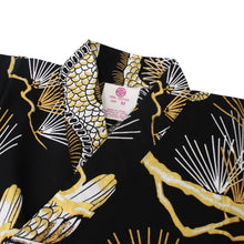 將圖片載入圖庫檢視器 Boy's Kids Jinbei Yukata Robe Kimono for Summer - Dragon & Hawk Black
