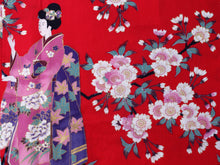 將圖片載入圖庫檢視器 Girl's Kids Jinbei Yukata Robe Kimono for Summer- Lovely "Maiko" Red