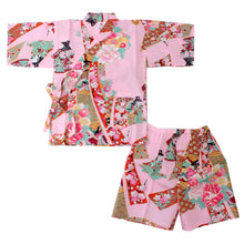 將圖片載入圖庫檢視器 Girl's Kids Jinbei Yukata Robe Kimono for Summer- Little Dolls Pink