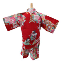 將圖片載入圖庫檢視器 Girl's Kids Jinbei Yukata Robe Kimono for Summer- Little Dolls Red