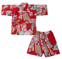 將圖片載入圖庫檢視器 Girl's Kids Jinbei Yukata Robe Kimono for Summer- Little Dolls Red