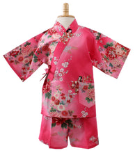 將圖片載入圖庫檢視器 Girl's Kids Jinbei Yukata Robe Kimono for Summer- Dolls in Color Gradation Pink