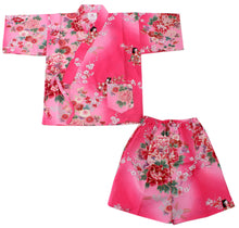 將圖片載入圖庫檢視器 Girl's Kids Jinbei Yukata Robe Kimono for Summer- Dolls in Color Gradation Pink
