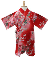 將圖片載入圖庫檢視器 Girl's Kids Jinbei Yukata Robe Kimono for Summer- Dolls in Color Gradation Red