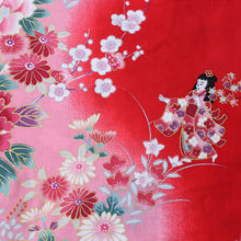 將圖片載入圖庫檢視器 Girl's Kids Jinbei Yukata Robe Kimono for Summer- Dolls in Color Gradation Red