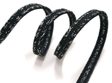 Load image into Gallery viewer, Obijime With Glass Beads Gold Silver Washi for Japanese Traditional Kimono- Black