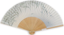 Load image into Gallery viewer, Men's Paper Kyo Sensu :Japanese Traditional Folding Fan - Hand-painted Off-White Sasa Medaka