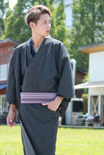 將圖片載入圖庫檢視器 Men's Denim Unlined Kimono with Pockets Black: Japanese Traditional Clothes