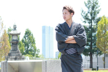 將圖片載入圖庫檢視器 Men's Denim Unlined Kimono with Pockets Black: Japanese Traditional Clothes
