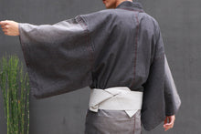 將圖片載入圖庫檢視器 Men's Damaged Denim Unlined Kimono with Pockets Black: Japanese Traditional Clothes