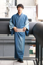 將圖片載入圖庫檢視器 Men's Damaged Denim Unlined Kimono with Pockets Navy: Japanese Traditional Clothes