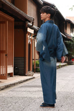 將圖片載入圖庫檢視器 Men's Crush Damaged Denim Unlined Kimono with Pockets Navy: Japanese Traditional Clothes