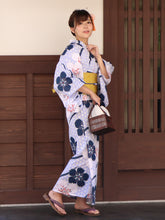 画像をギャラリービューアに読み込む, Ladies' Cotton Yukata: Japanese Traditional Clothes - Light Blue Asanoha Nadeshiko