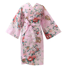 將圖片載入圖庫檢視器 Women's Happi Coat: Kimono Robe - Princess&Peony Pink