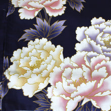 將圖片載入圖庫檢視器 Women's Yukata Robe Japanese Summer Kimono - Peony & Crane Navy