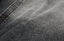 將圖片載入圖庫檢視器 Men's Damaged Denim Unlined Kimono with Pockets Black: Japanese Traditional Clothes