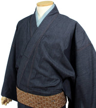 將圖片載入圖庫檢視器 Men's Denim Unlined Kimono Stretch Navy: Japanese Traditional Clothes
