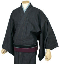 將圖片載入圖庫檢視器 Men's Denim Unlined Kimono Stretch Black: Japanese Traditional Clothes