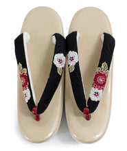 將圖片載入圖庫檢視器 Women's Zori (Japanese Sandals) for Japanese Traditional Kimono : Formal 5 layers 3 layers - Gold White heels x Black hanao