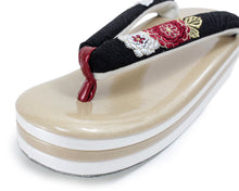 將圖片載入圖庫檢視器 Women's Zori (Japanese Sandals) for Japanese Traditional Kimono : Formal 5 layers 3 layers - Gold White heels x Black hanao