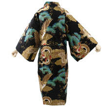 將圖片載入圖庫檢視器 Men's Happi Coat: Kimono Robe - Dragon & Eagle BLACK