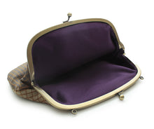 將圖片載入圖庫檢視器 Silk Gamaguchi Bag - Brown Blur Grid