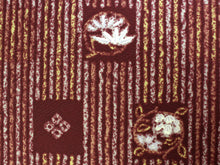 將圖片載入圖庫檢視器 Fabric Roll for Kimono : Japanese Traditional Clothes- Silook Toray Red Brown Square Flowers