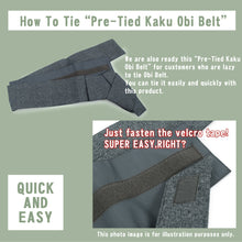 將圖片載入圖庫檢視器 Men's Easy Yukata Coordinate Set of 4 Items For Beginners :How to tie ”pre-tied kaku obi belt””
