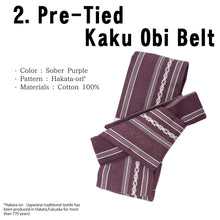 將圖片載入圖庫檢視器 Men's Easy Yukata Coordinate Set of 4 Items For Beginners :Black/ Dotted Line Red Stripe