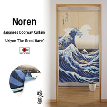 Load image into Gallery viewer, Noren Japanese Doorway Curtain Tapestry Ukiyoe "The Great Wave"