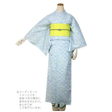 画像をギャラリービューアに読み込む, Ladies' Cotton Yukata: Japanese Traditional Clothes - Light Blue Mesh Floral SANKATSU