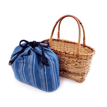 將圖片載入圖庫檢視器 Bamboo Basket Drawstring Bag - Gozame Knitting Blue
