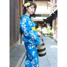 画像をギャラリービューアに読み込む, Ladies' Cotton Yukata : Japanese Traditional Clothes - Blue Morning Glory