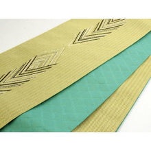 將圖片載入圖庫檢視器 Ladies' Hanhaba-Obi for Japanese Traditional Kimono - Reversible Long Yellow Stripe Diamond Adam&Eve Brand