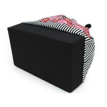 將圖片載入圖庫檢視器 Drawstring Bag - Black x White Stripe Cherry Blossom Embroidery