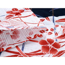 画像をギャラリービューアに読み込む, Ladies' Ro Cotton Yukata: Japanese Traditional Clothes - Navy Stripe Dot Autumn Leaves
