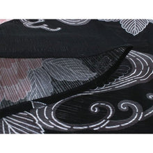 画像をギャラリービューアに読み込む, Ladies' Ro Cotton Yukata: Japanese Traditional Clothes - Black Calm Pink Running Water Chrysanthemum